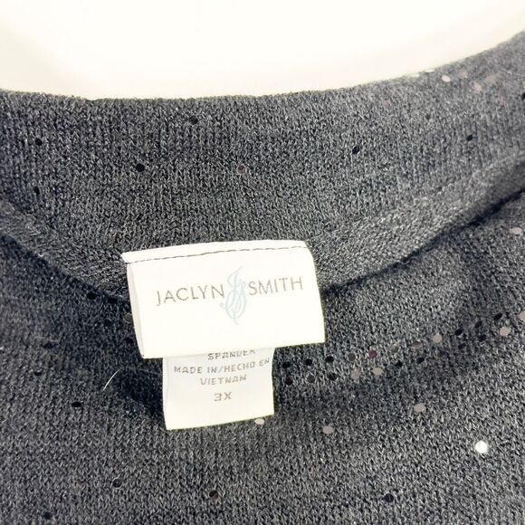 Jaclyn Smith Plus Size 3X Sweater Off Shoulder Gray Sequins Knit Long Sleeve 342 - Picture 7 of 8